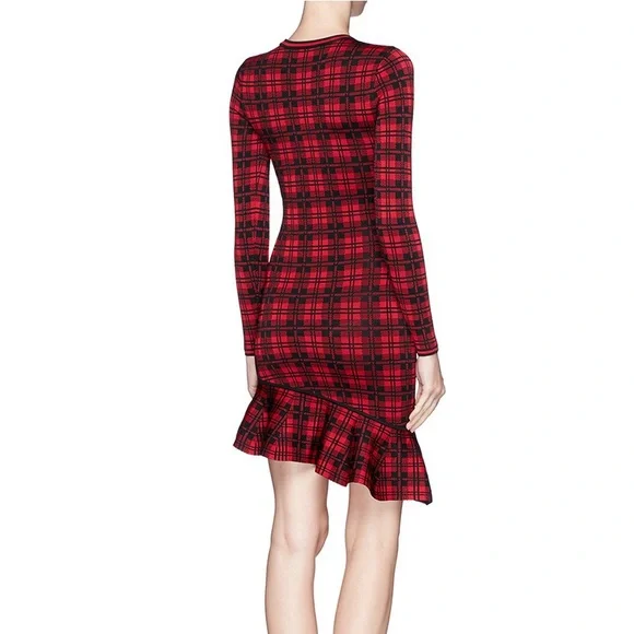 TORN BY RONNY KOBO ABIR ASYMMETRIC HEM CHECK DRESS - Picture 3 of 7